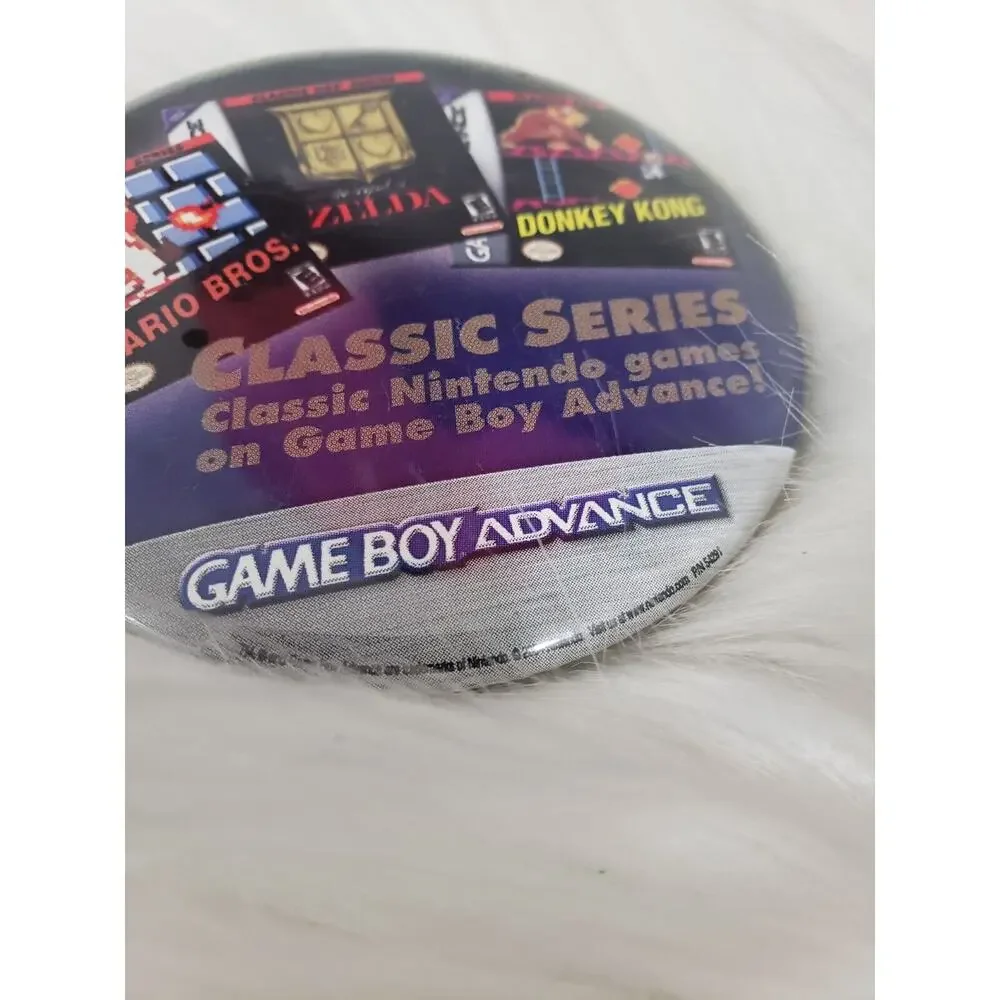 Vtg 2004 Nintendo Promo Pinback Button GBA Classic Series NES Gameboy‎ Advanced